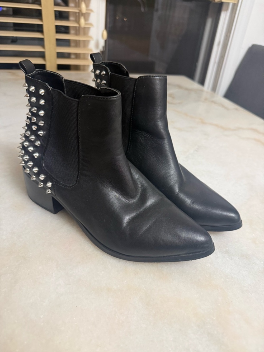 Steve Madden Black Leather Studded Ankle Boots- Great condition!